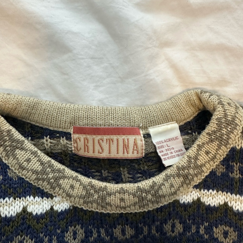Vintage green Fair Isle Knit Sweater Hygge - Picture 3 of 5